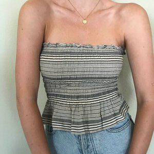Striped Smoked Strapless Top